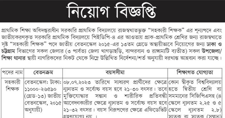 Directorate of Primary Education DPE Job Circular 2024