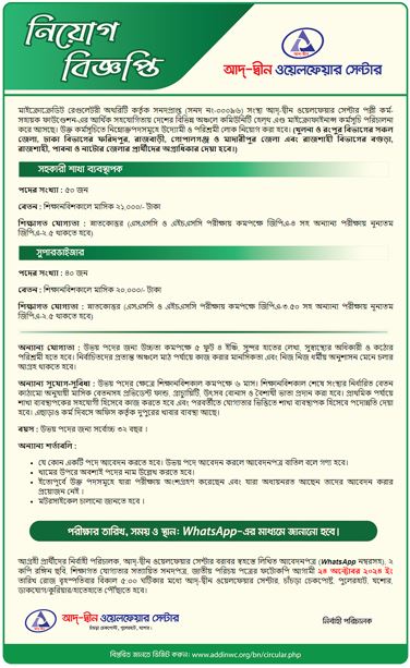 Ad-din Foundation Job Circular 2024