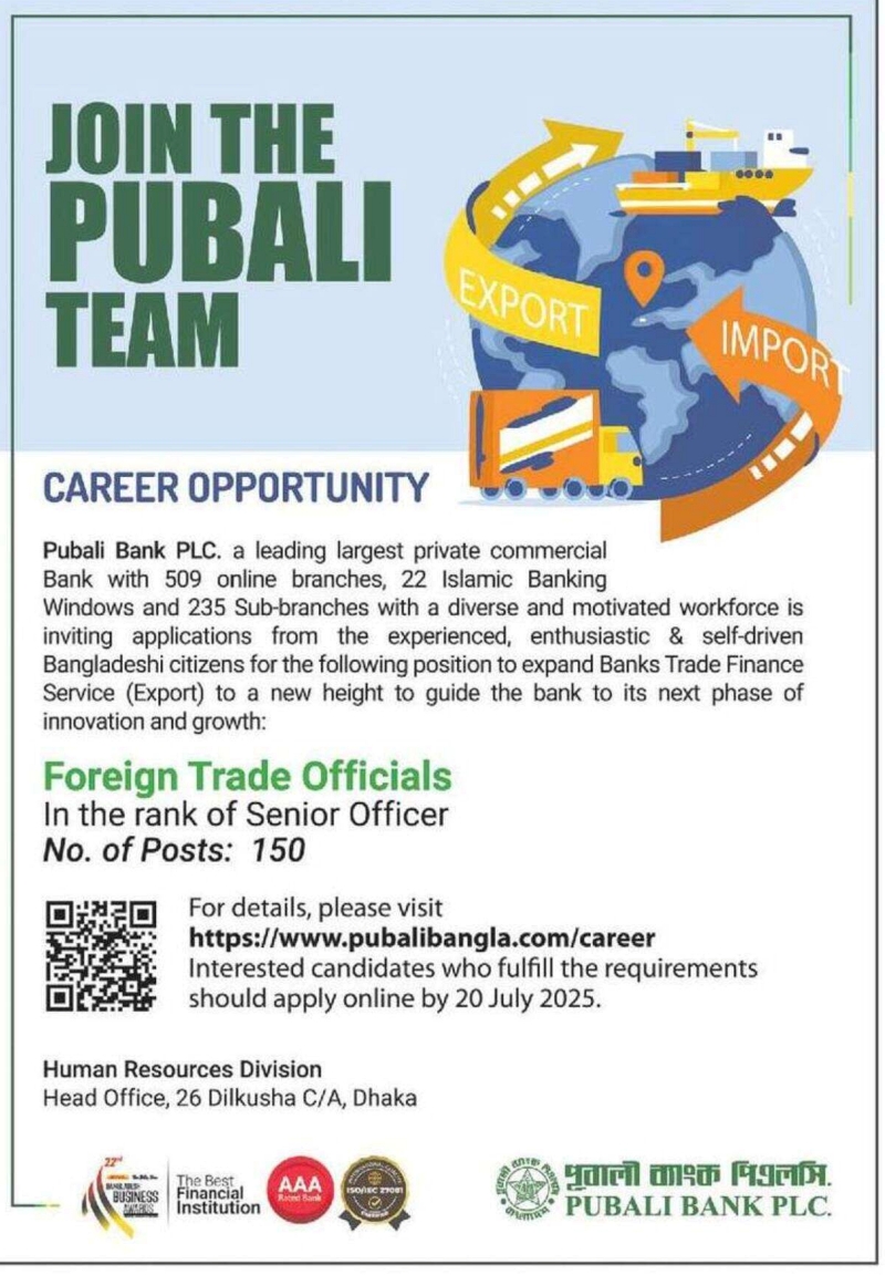 Pubali Bank PLC Job Circular 2025
