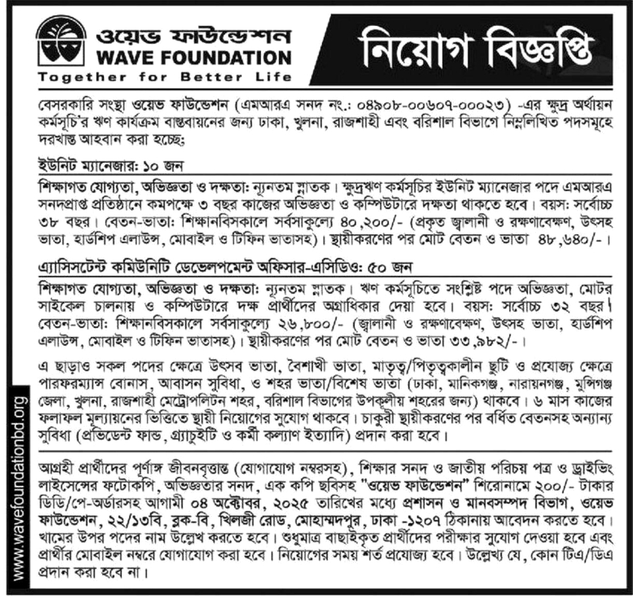 WAVE Foundation Job Circular 2025