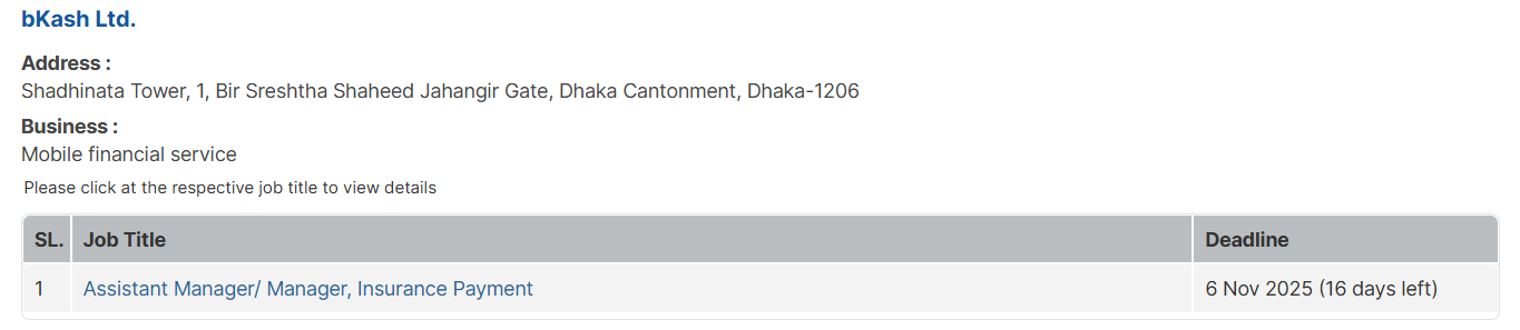 bKash Limited Job Circular 2025